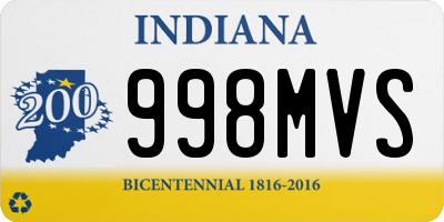 IN license plate 998MVS