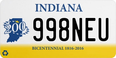 IN license plate 998NEU