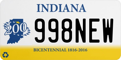 IN license plate 998NEW