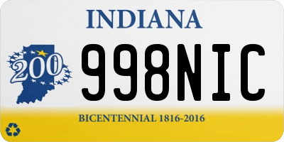 IN license plate 998NIC