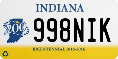 IN license plate 998NIK