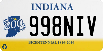 IN license plate 998NIV