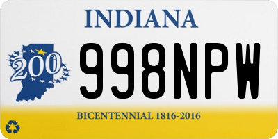 IN license plate 998NPW