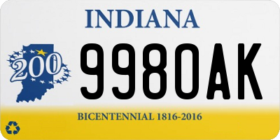 IN license plate 998OAK