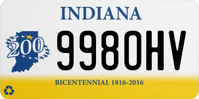 IN license plate 998OHV