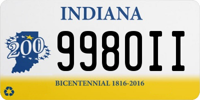 IN license plate 998OII