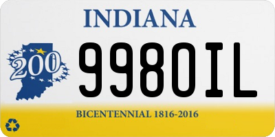 IN license plate 998OIL