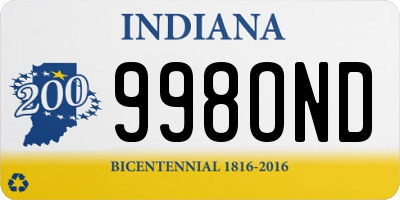 IN license plate 998OND