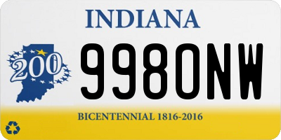 IN license plate 998ONW