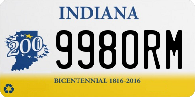 IN license plate 998ORM