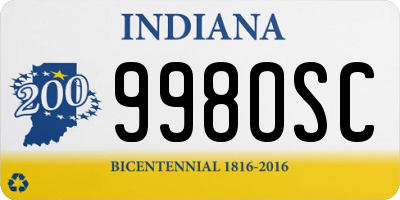 IN license plate 998OSC