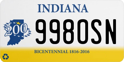 IN license plate 998OSN