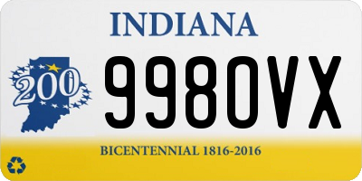 IN license plate 998OVX