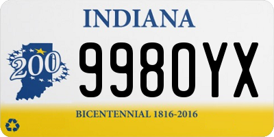 IN license plate 998OYX