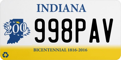 IN license plate 998PAV