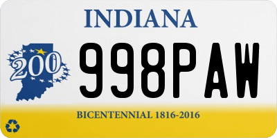 IN license plate 998PAW