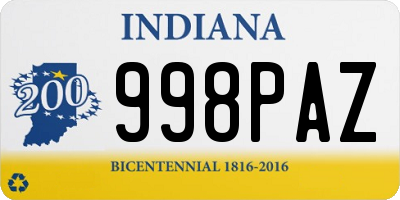 IN license plate 998PAZ