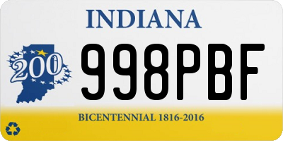 IN license plate 998PBF