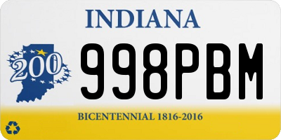 IN license plate 998PBM