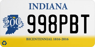 IN license plate 998PBT