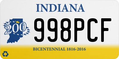 IN license plate 998PCF