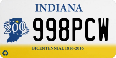 IN license plate 998PCW