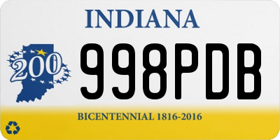 IN license plate 998PDB