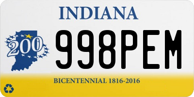 IN license plate 998PEM