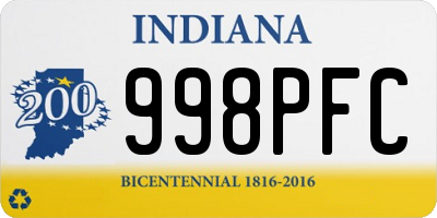 IN license plate 998PFC