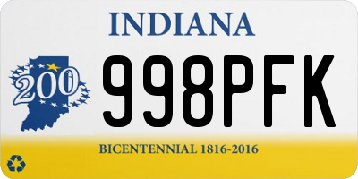 IN license plate 998PFK