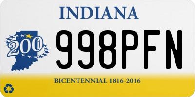 IN license plate 998PFN