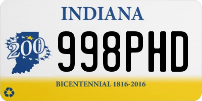 IN license plate 998PHD