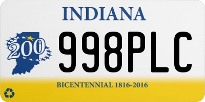 IN license plate 998PLC