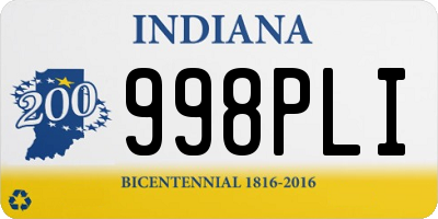 IN license plate 998PLI