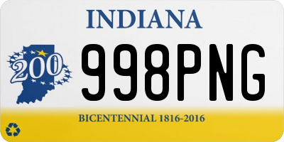 IN license plate 998PNG