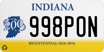 IN license plate 998PON