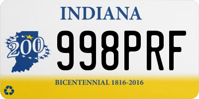 IN license plate 998PRF