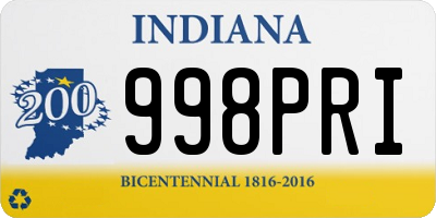 IN license plate 998PRI