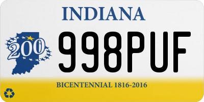 IN license plate 998PUF