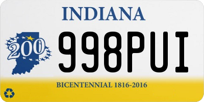 IN license plate 998PUI
