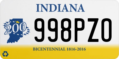 IN license plate 998PZO