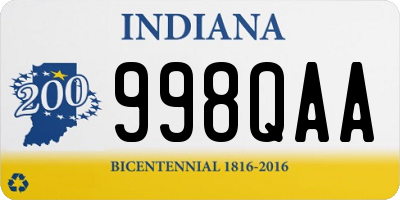 IN license plate 998QAA