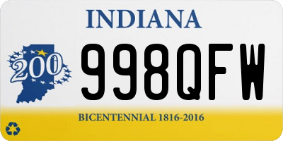 IN license plate 998QFW