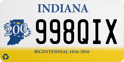 IN license plate 998QIX