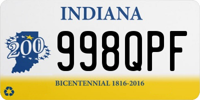 IN license plate 998QPF