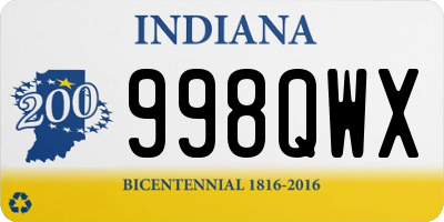 IN license plate 998QWX