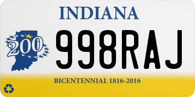 IN license plate 998RAJ