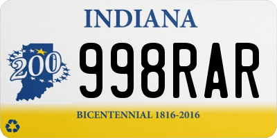 IN license plate 998RAR