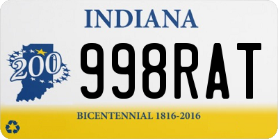 IN license plate 998RAT