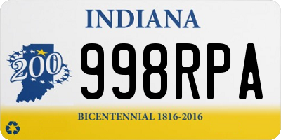 IN license plate 998RPA
